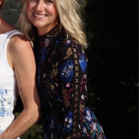 Worn Once - Self Portrait Blue Lace Floral Dress - Picture 3 of 4